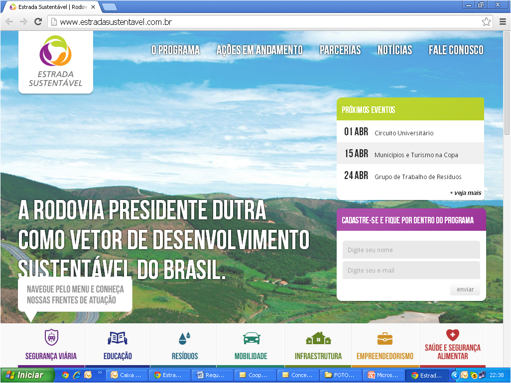 Site do Programa Estrada Sustentável, apoiado pela CCR NovaDutra, está no ar