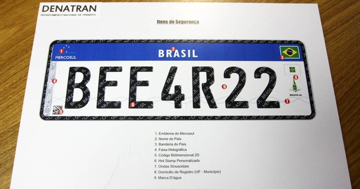 Novo modelo de placa - Frota de veículos do Mercosul terá placa padrão.
