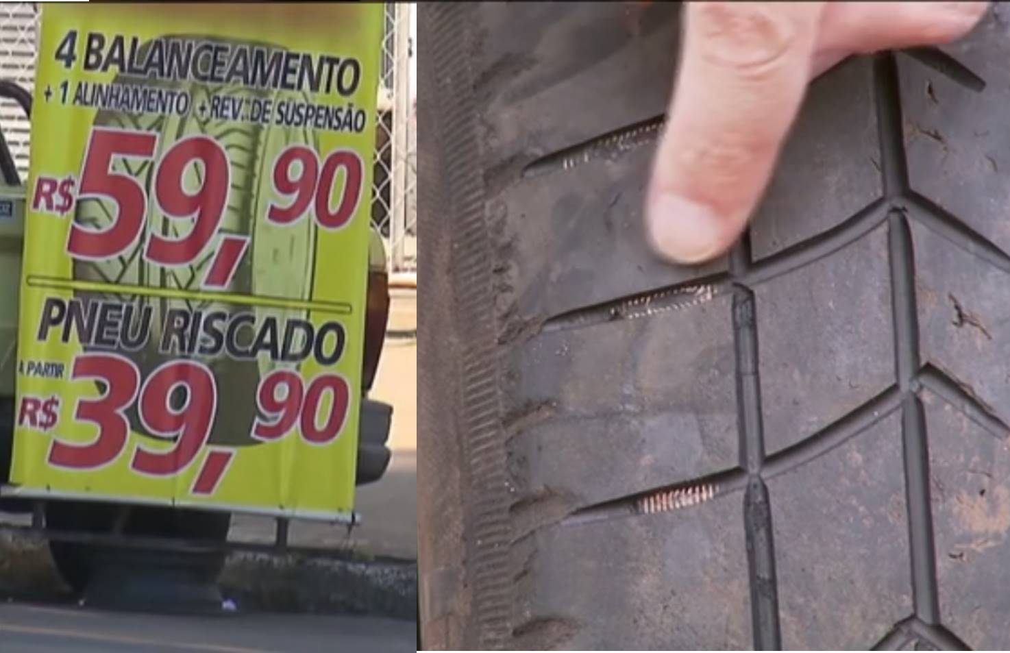 Vidas em risco com pneu riscado.
