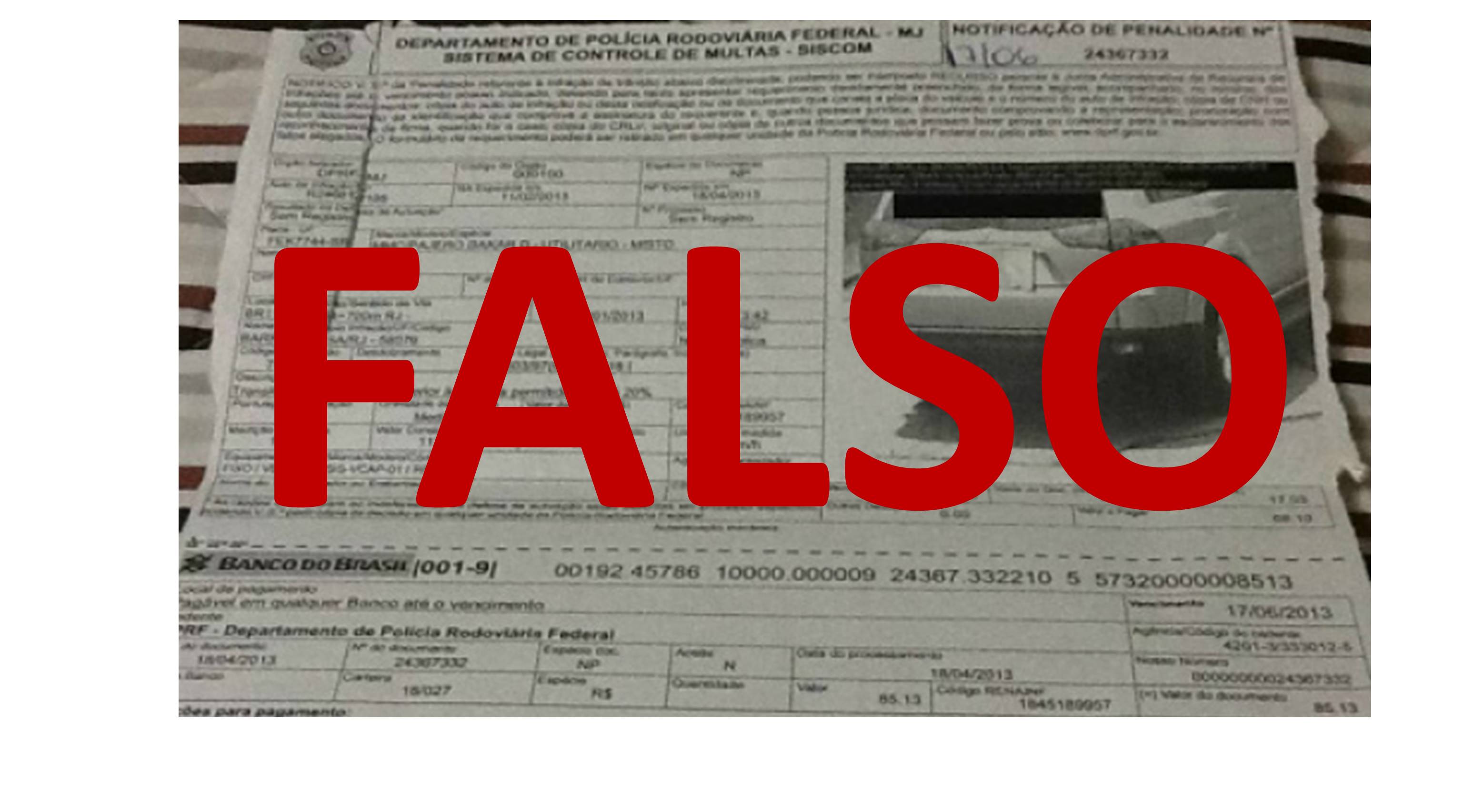 Golpe da falsa multa de trânsito continua a ser aplicado.